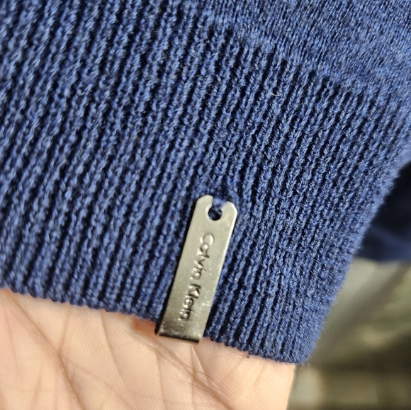 Calvin Klein medium long sleeve vneck cotton modal knit sweater indigo medium - Picture 4 of 5